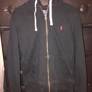 Polo Men’s Black Zip Up Hoodie Sweater Size Medium